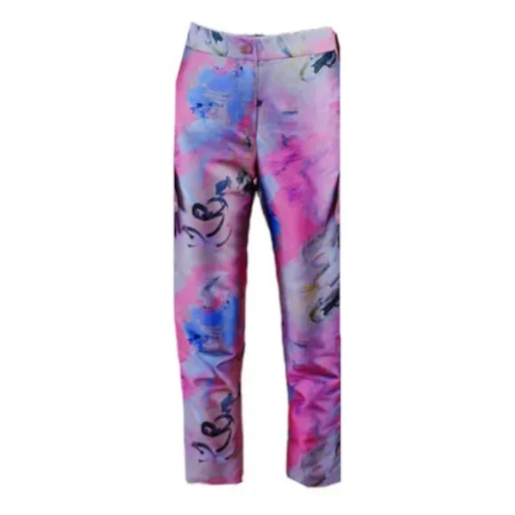 Neubyrne painterly abstract pink print Patricia pants - Picture 4 of 7